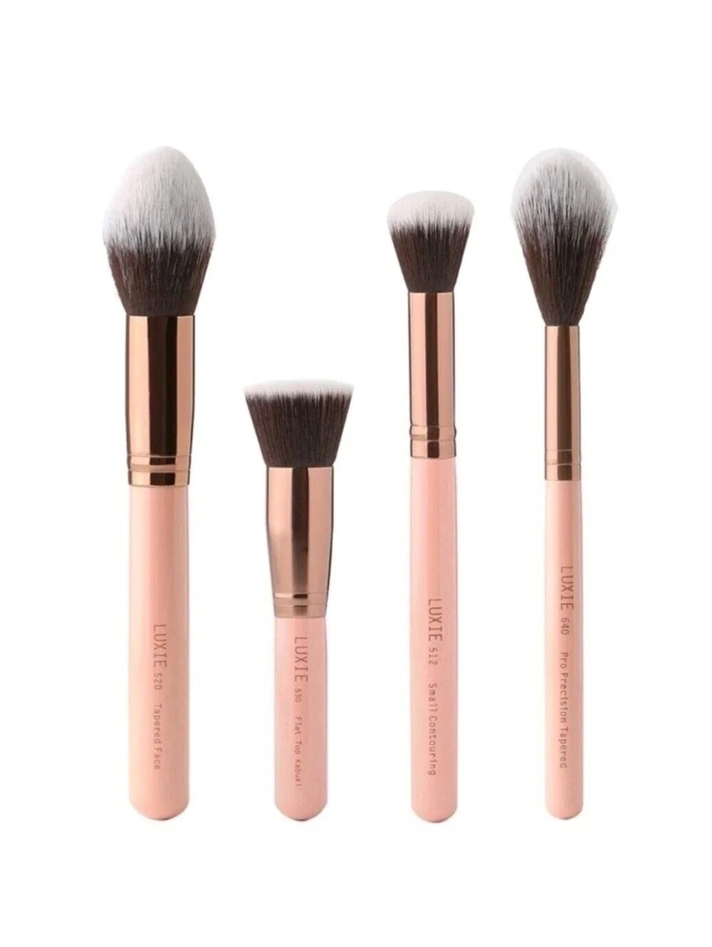 Luxie Rose Gold Collection Powder Contour Set 4 Piece Makeup Brush Set Pink New